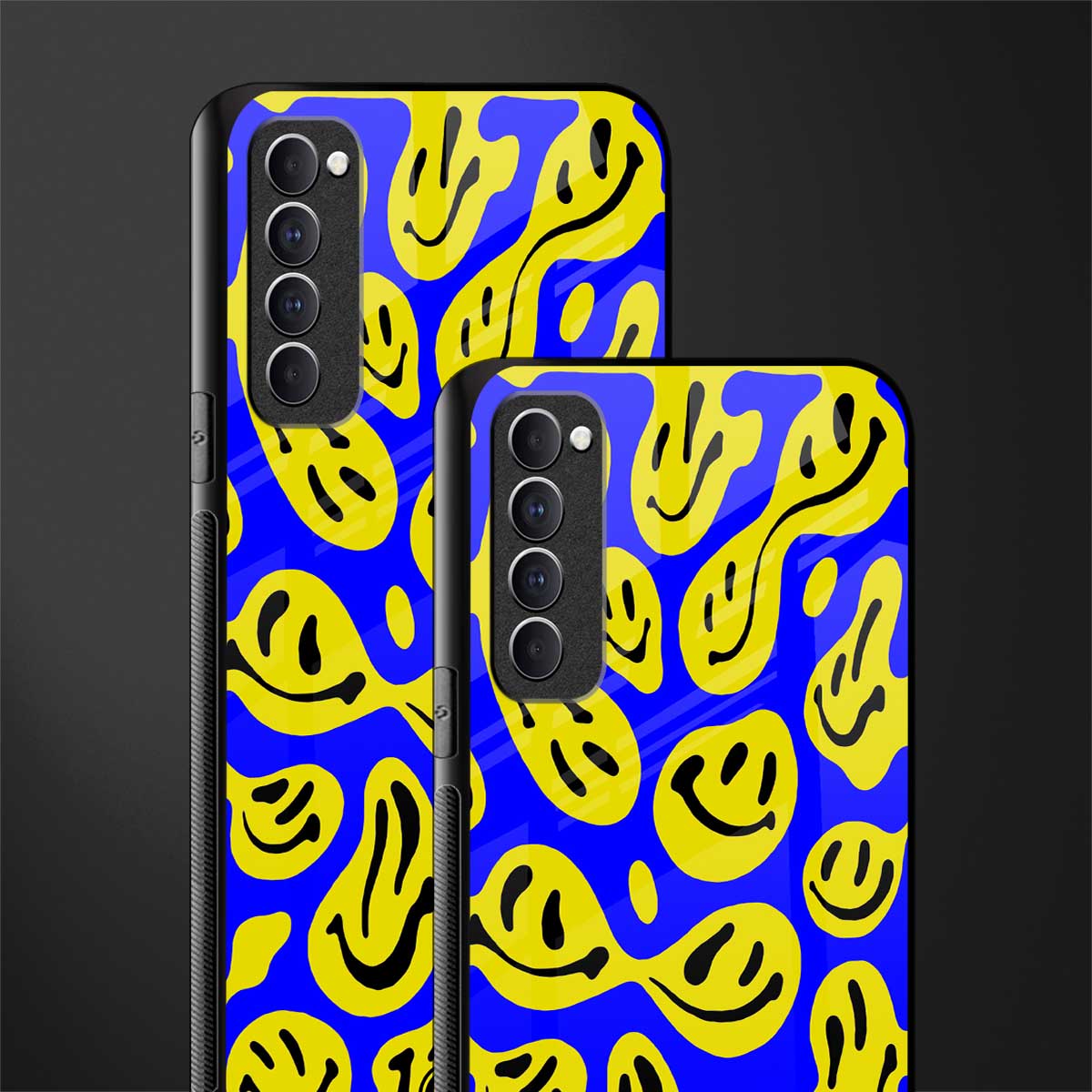 acid smiles yellow blue glass case for oppo reno 4 pro image-2