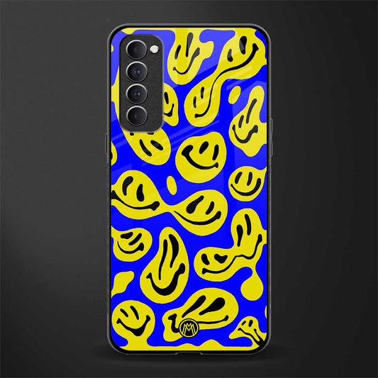 acid smiles yellow blue glass case for oppo reno 4 pro image