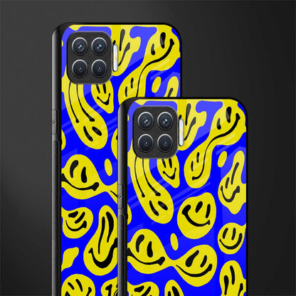 acid smiles yellow blue glass case for oppo f17 image-2