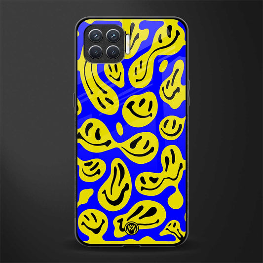 acid smiles yellow blue glass case for oppo f17 image