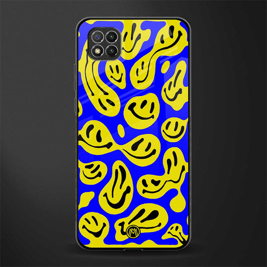 acid smiles yellow blue glass case for poco c3 image