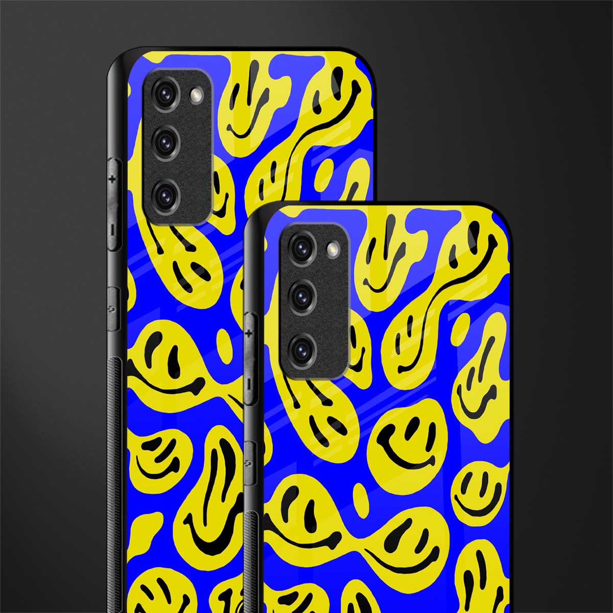 acid smiles yellow blue glass case for samsung galaxy s20 fe image-2