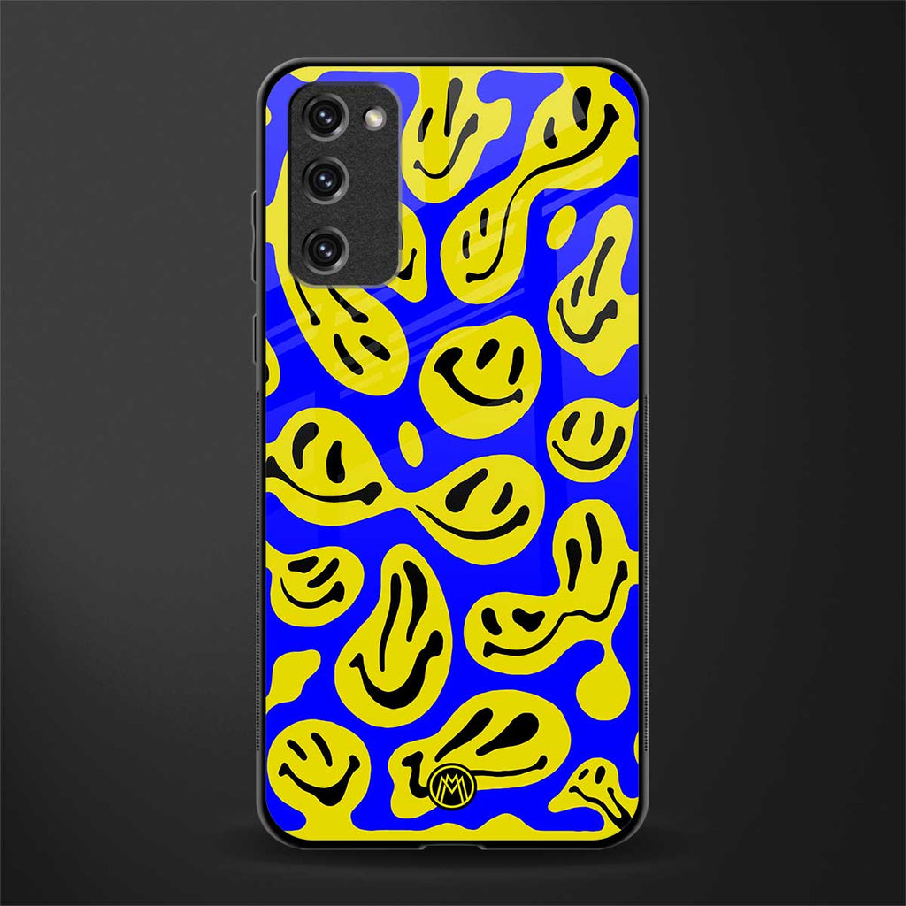 acid smiles yellow blue glass case for samsung galaxy s20 fe image