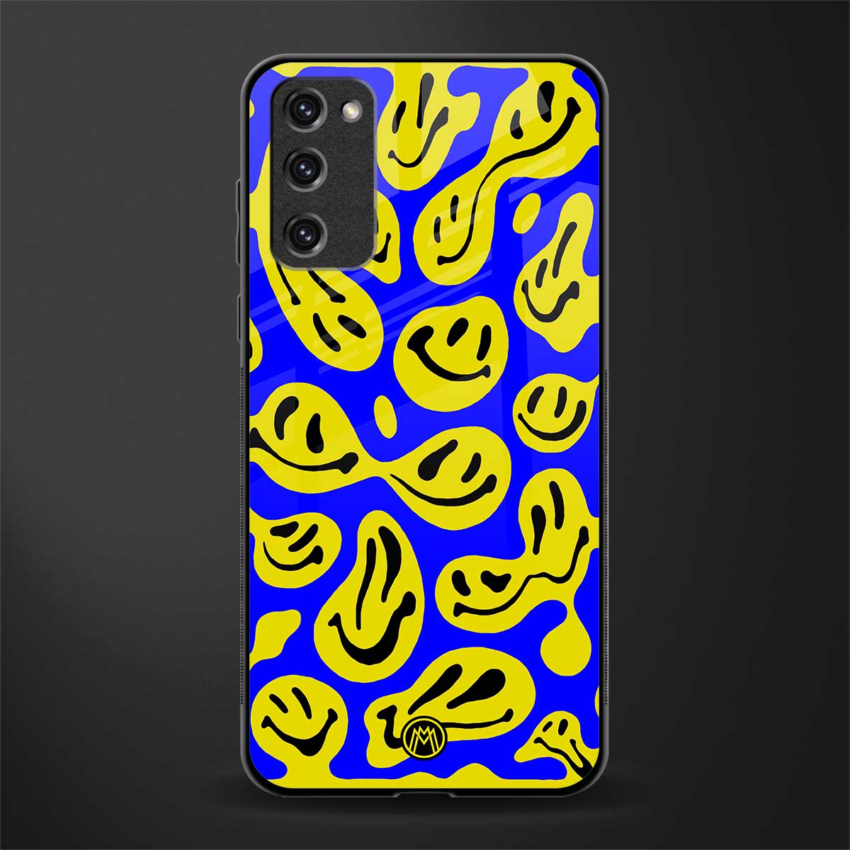 acid smiles yellow blue glass case for samsung galaxy s20 fe image
