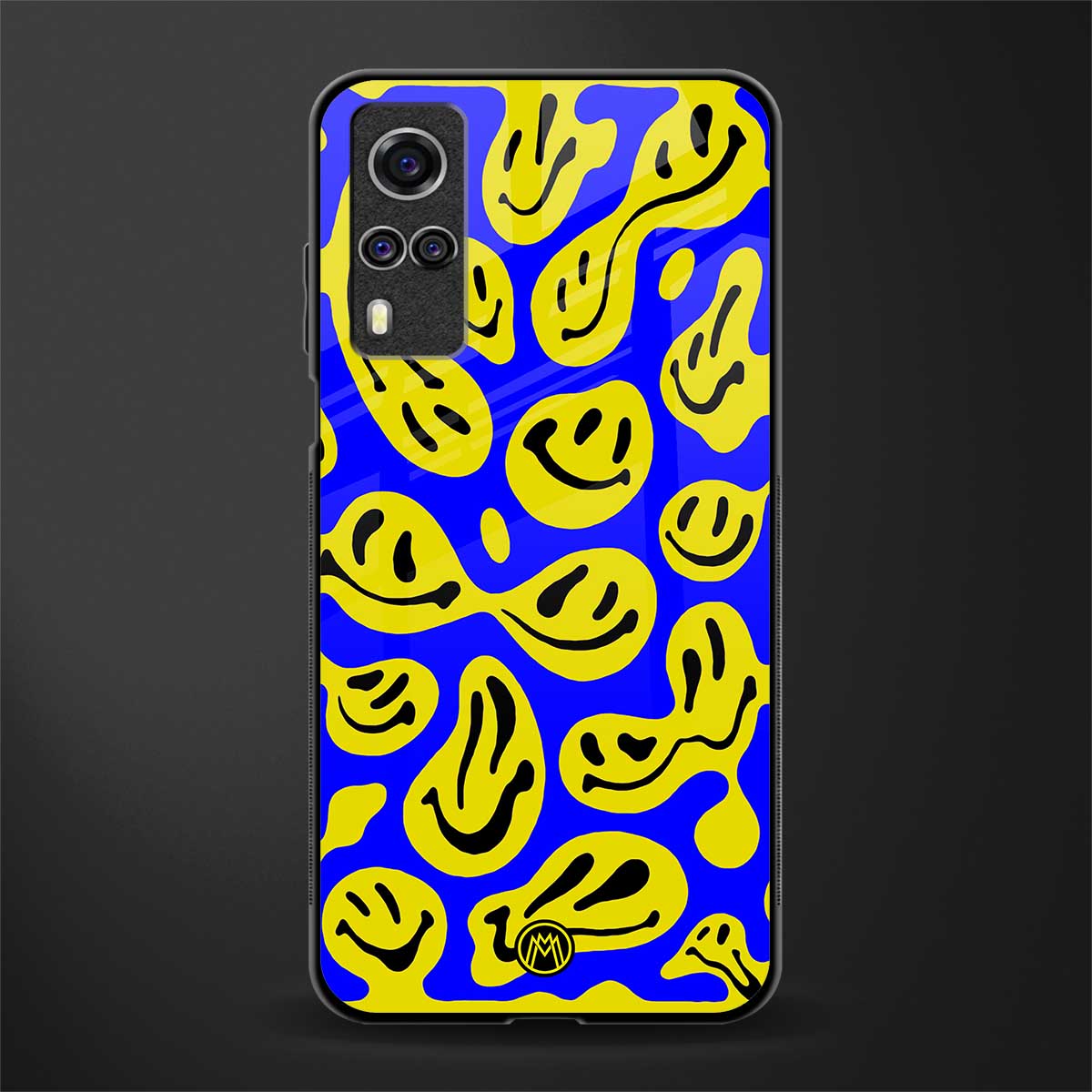 acid smiles yellow blue glass case for vivo y51a image