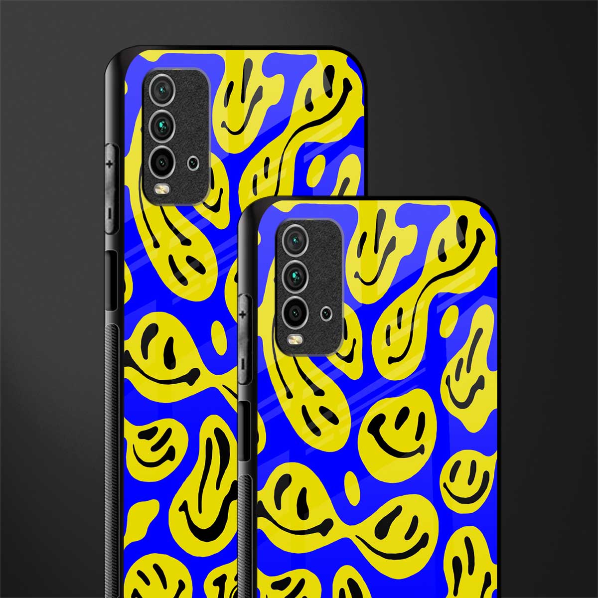 acid smiles yellow blue glass case for redmi 9 power image-2
