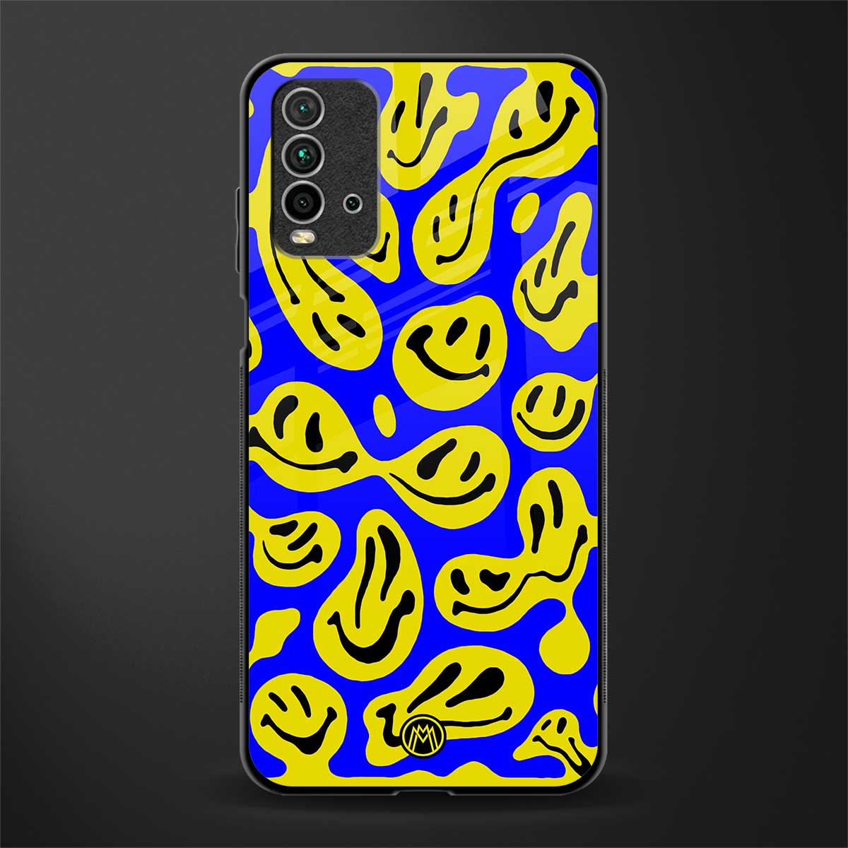 acid smiles yellow blue glass case for redmi 9 power image