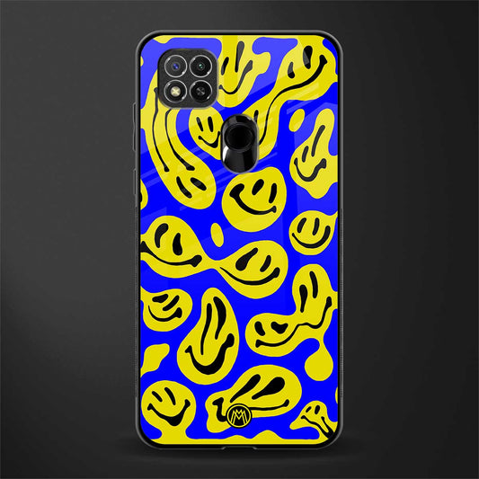 acid smiles yellow blue glass case for redmi 9c image