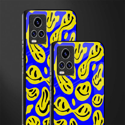 acid smiles yellow blue glass case for vivo v20 pro image-2