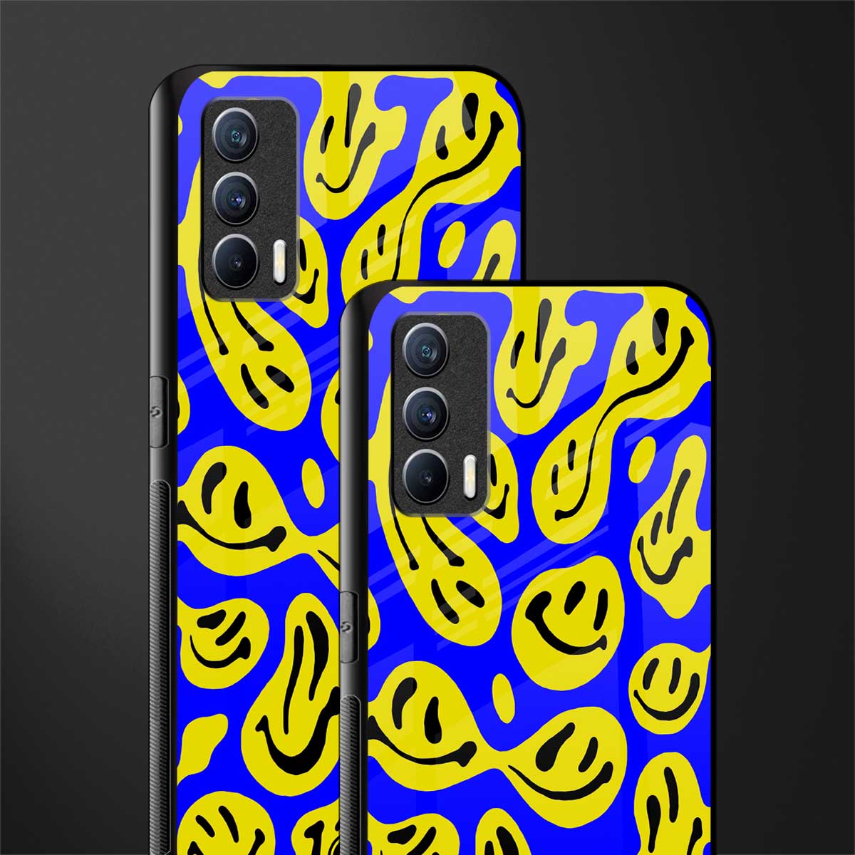 acid smiles yellow blue glass case for realme x7 image-2