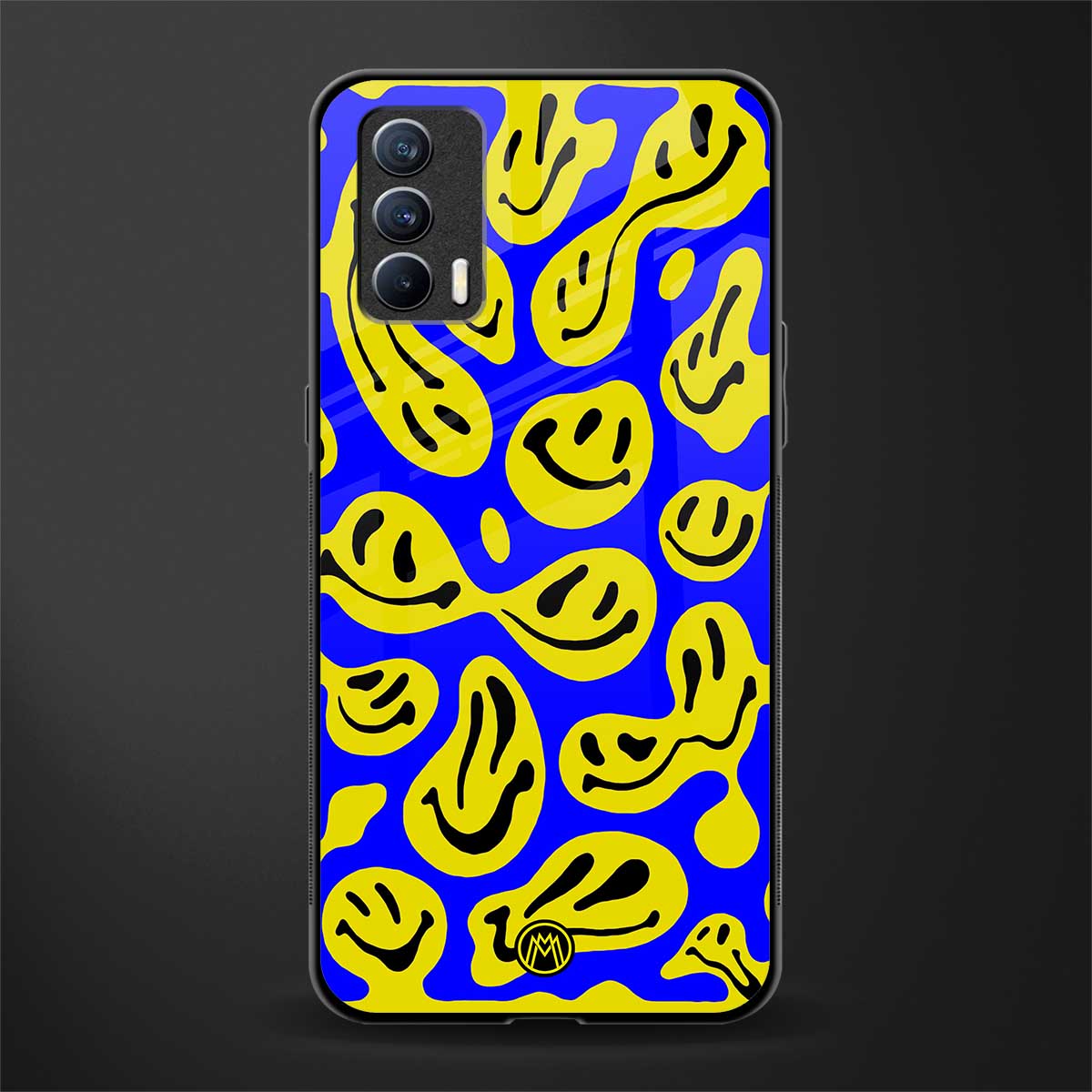 acid smiles yellow blue glass case for realme x7 image