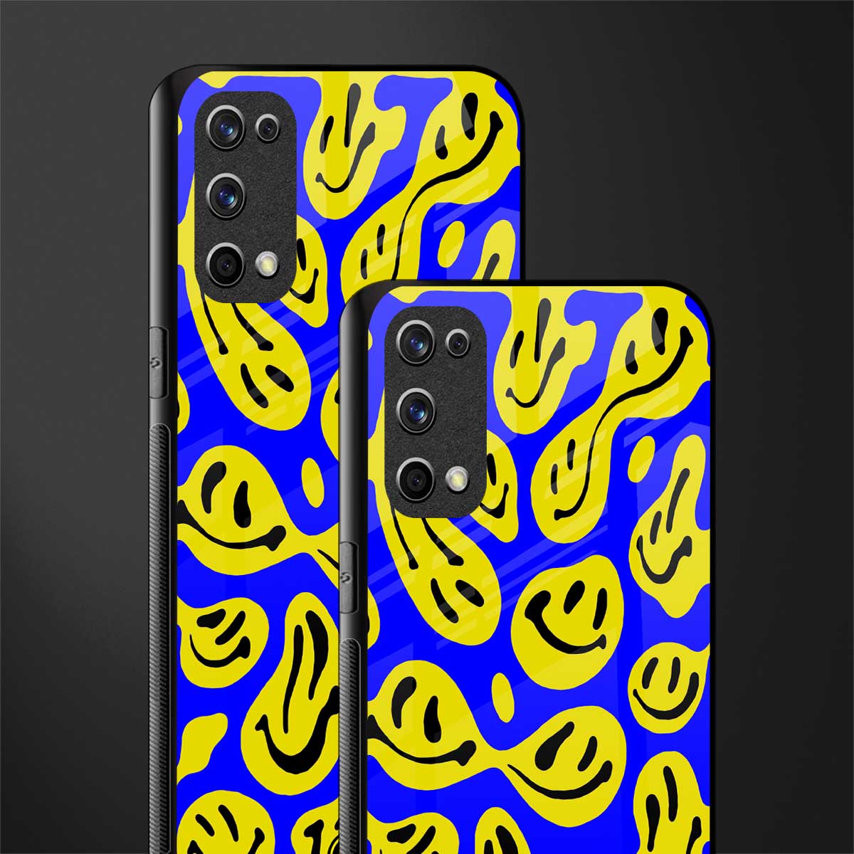 acid smiles yellow blue glass case for realme x7 pro image-2