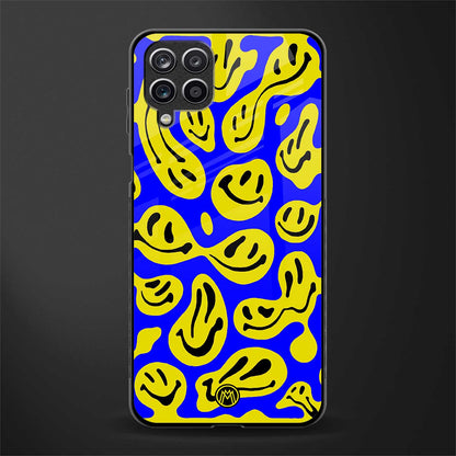 acid smiles yellow blue glass case for samsung galaxy a12 image