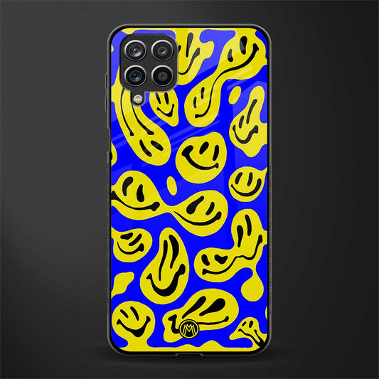 acid smiles yellow blue glass case for samsung galaxy m12 image