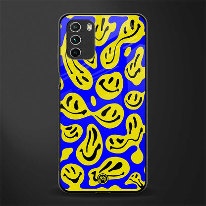 acid smiles yellow blue glass case for poco m3 image