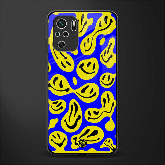 acid smiles yellow blue glass case for redmi note 10 image