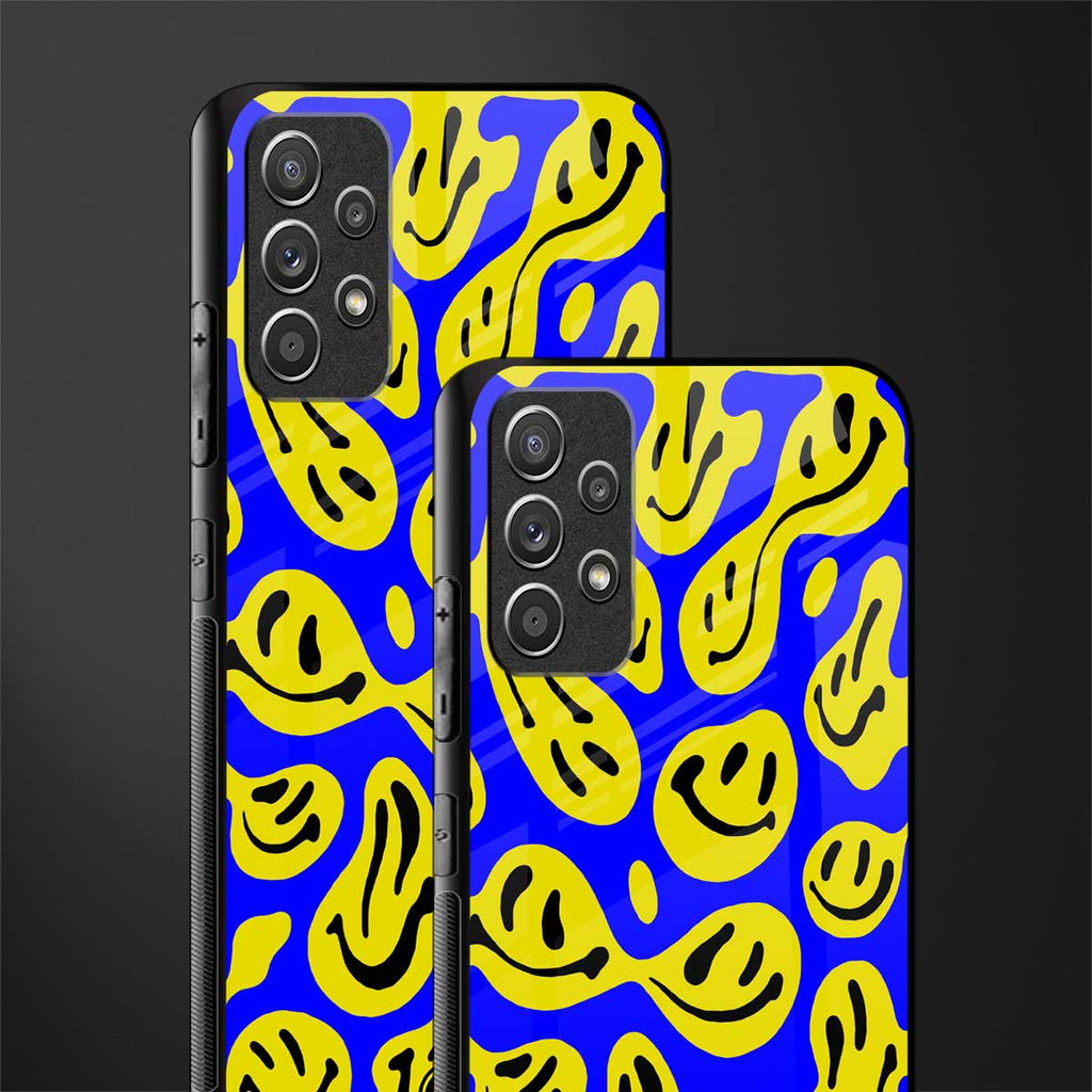 acid smiles yellow blue glass case for samsung galaxy a52s 5g image-2