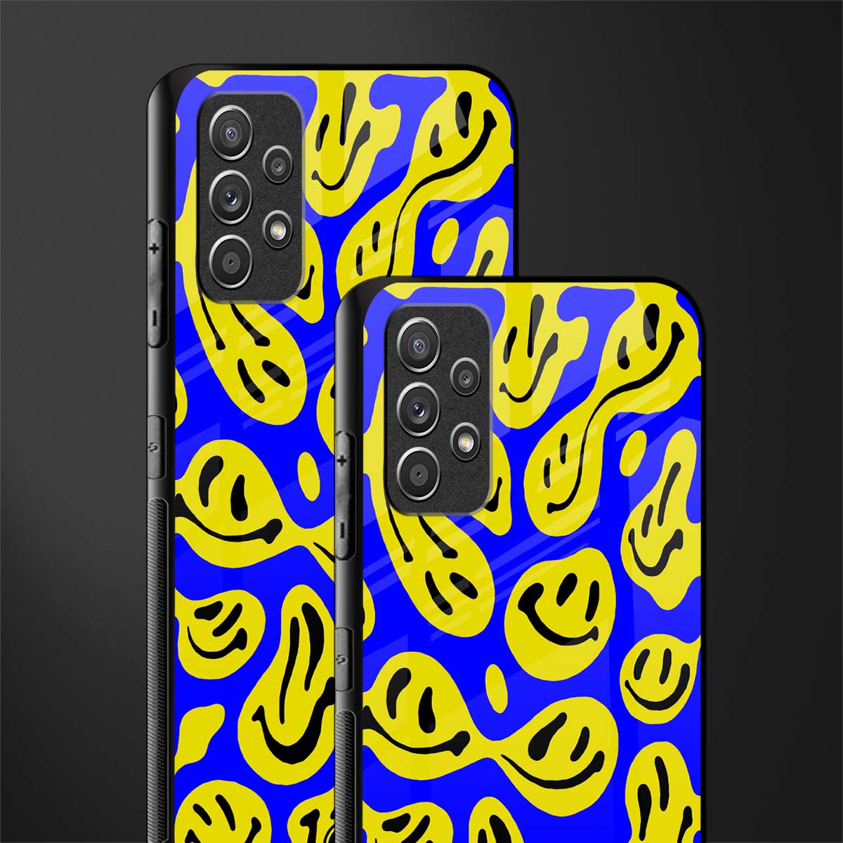 acid smiles yellow blue glass case for samsung galaxy a32 4g image-2