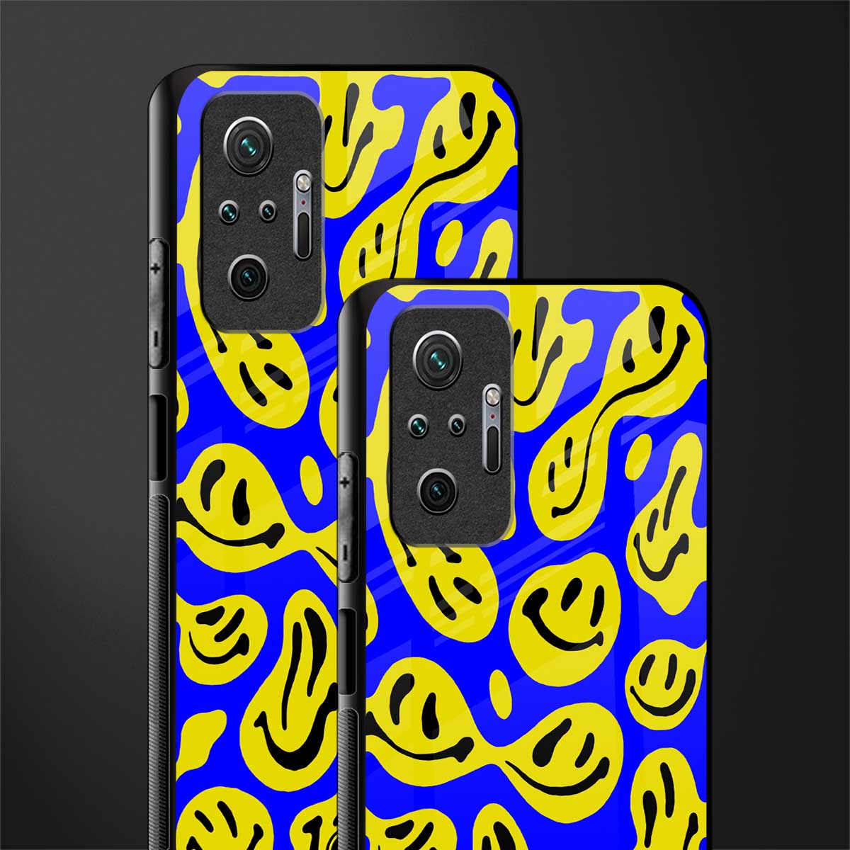 acid smiles yellow blue glass case for redmi note 10 pro max image-2