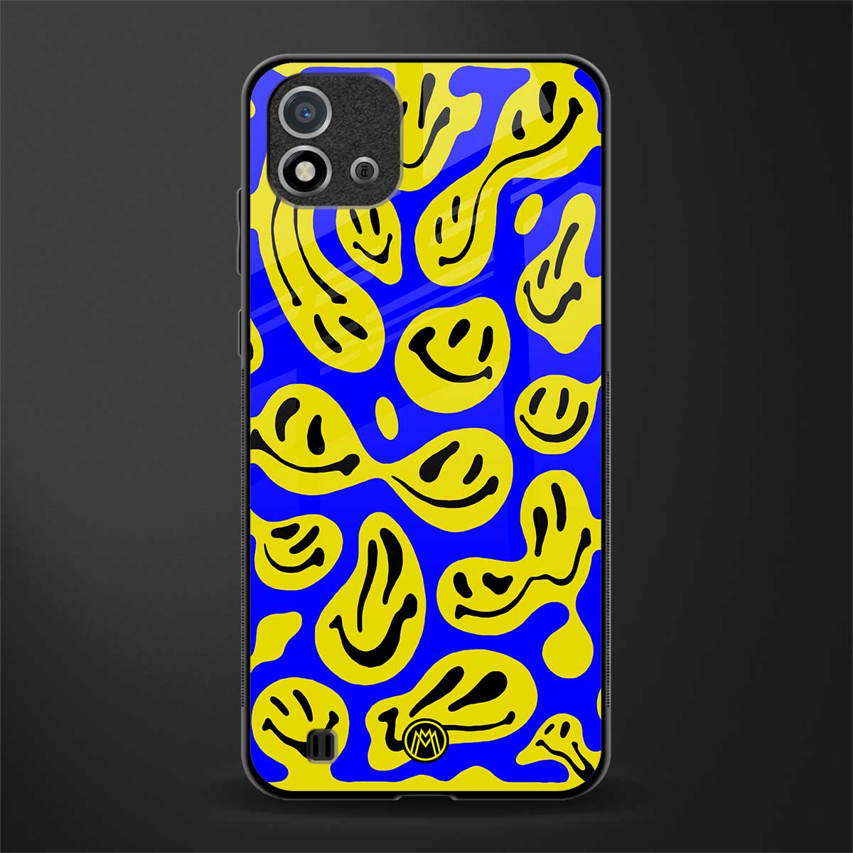 acid smiles yellow blue glass case for realme c20 image