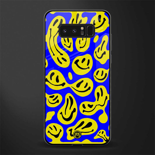 acid smiles yellow blue glass case for samsung galaxy note 8 image