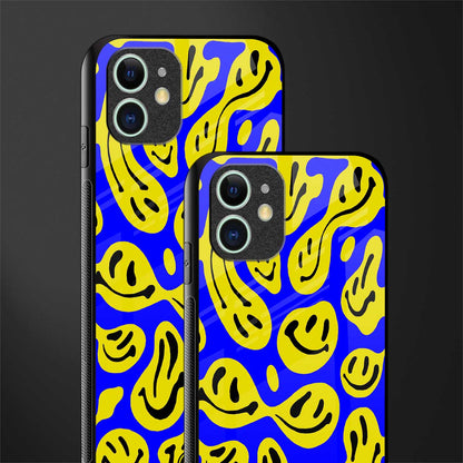 acid smiles yellow blue glass case for iphone 11 image-2