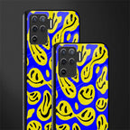 acid smiles yellow blue glass case for oppo f19 pro image-2