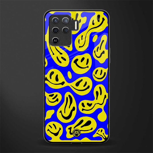 acid smiles yellow blue glass case for oppo f19 pro image