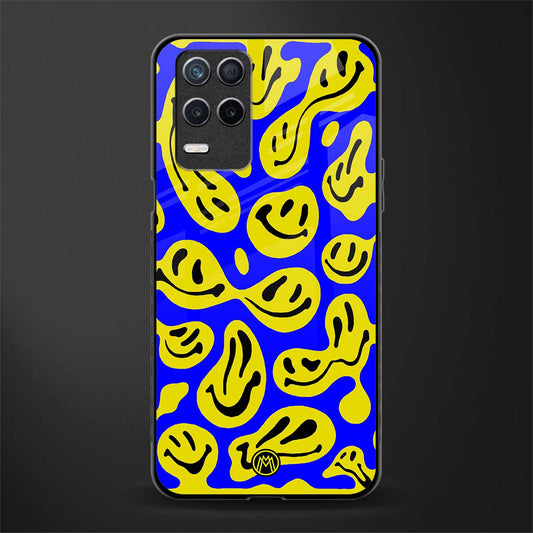 acid smiles yellow blue glass case for realme 8 5g image