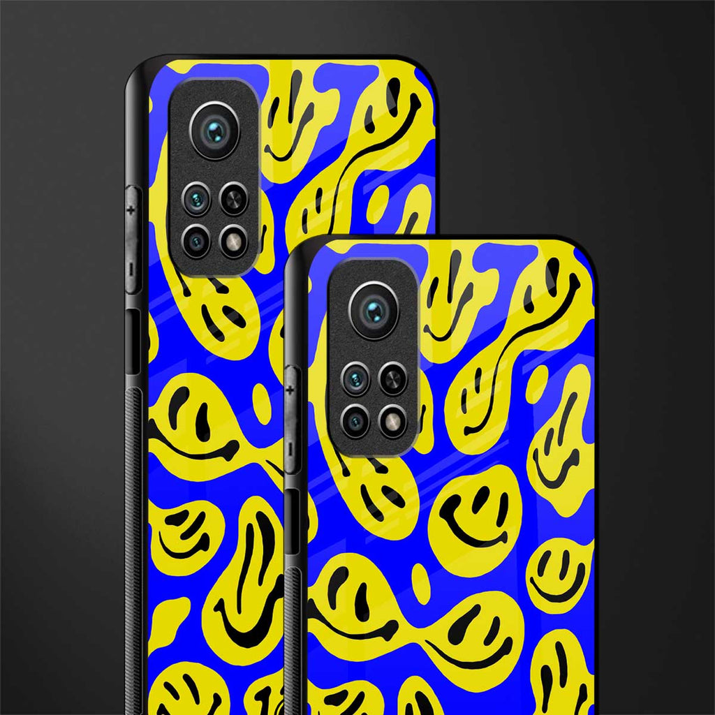 acid smiles yellow blue glass case for mi 10t pro image-2