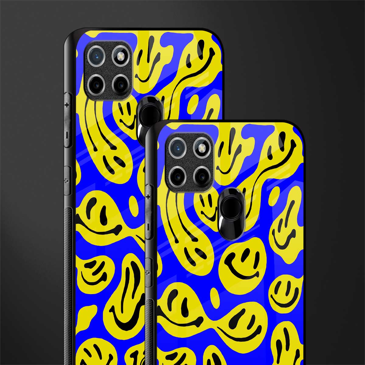 acid smiles yellow blue glass case for realme c21y image-2