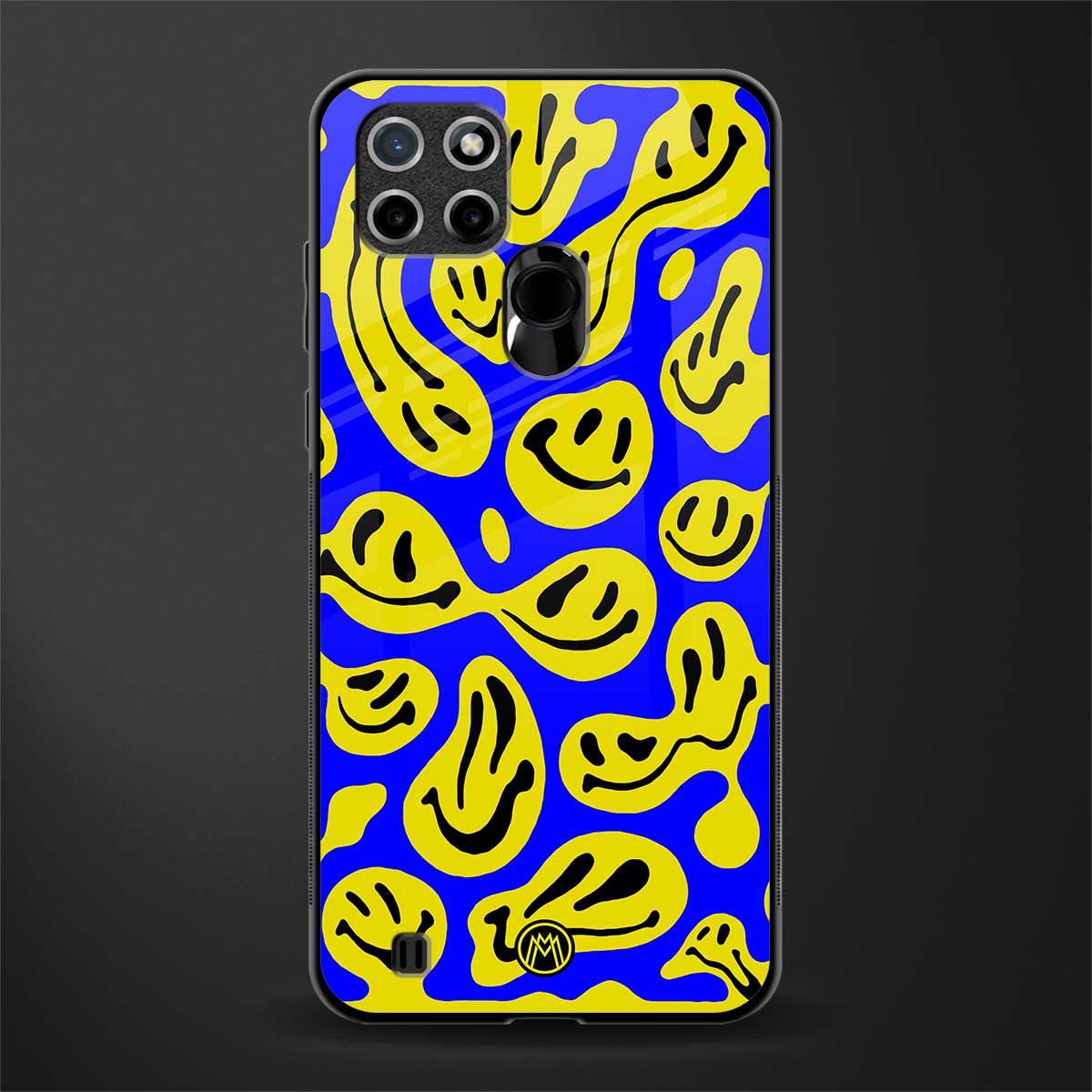 acid smiles yellow blue glass case for realme c21y image