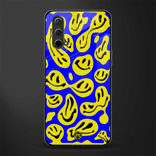 acid smiles yellow blue glass case for oneplus nord ce 5g image