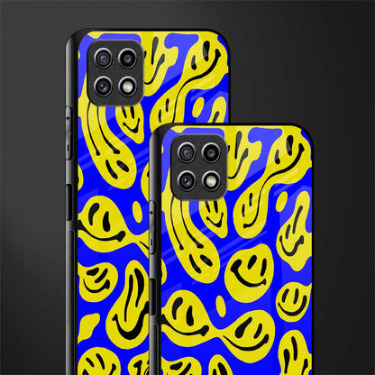 acid smiles yellow blue glass case for samsung galaxy a22 5g image-2