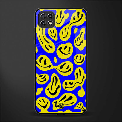 acid smiles yellow blue glass case for samsung galaxy a22 5g image