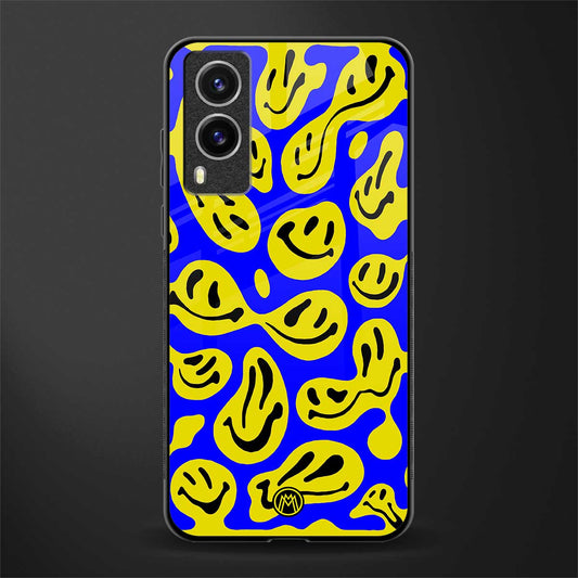 acid smiles yellow blue glass case for vivo v21e 5g image