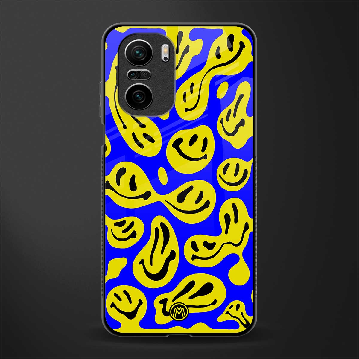 acid smiles yellow blue glass case for mi 11x 5g image