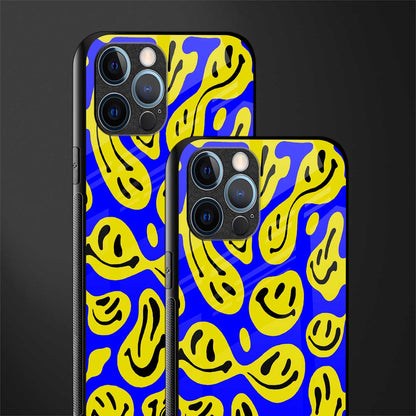 acid smiles yellow blue glass case for iphone 12 pro max image-2