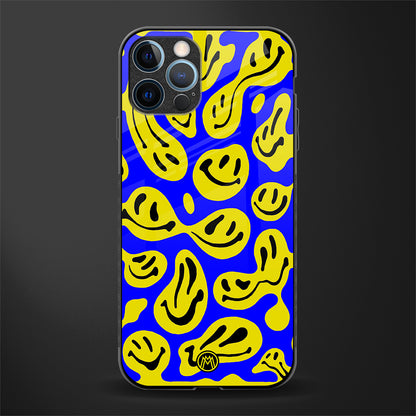 acid smiles yellow blue glass case for iphone 12 pro max image