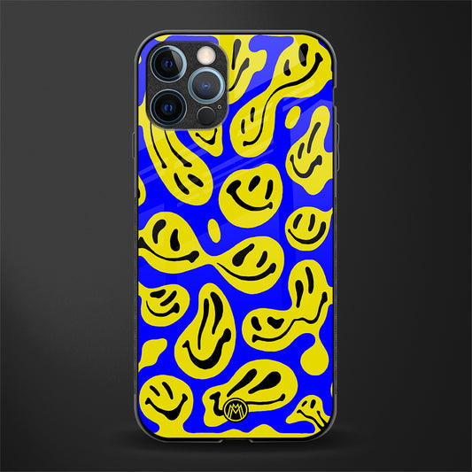 acid smiles yellow blue glass case for iphone 12 pro max image