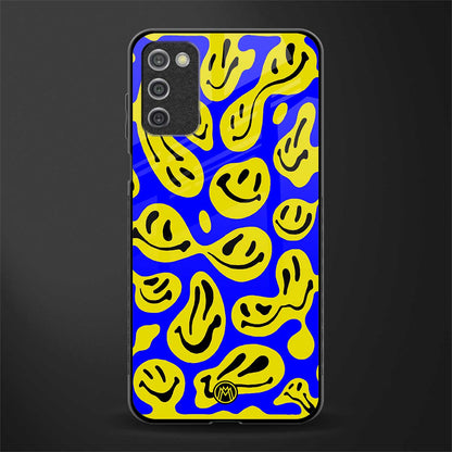 acid smiles yellow blue glass case for samsung galaxy a03s image