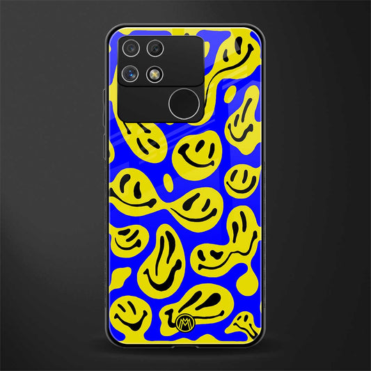 acid smiles yellow blue back phone cover | glass case for realme narzo 50a