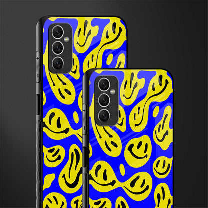 acid smiles yellow blue glass case for samsung galaxy m52 5g image-2