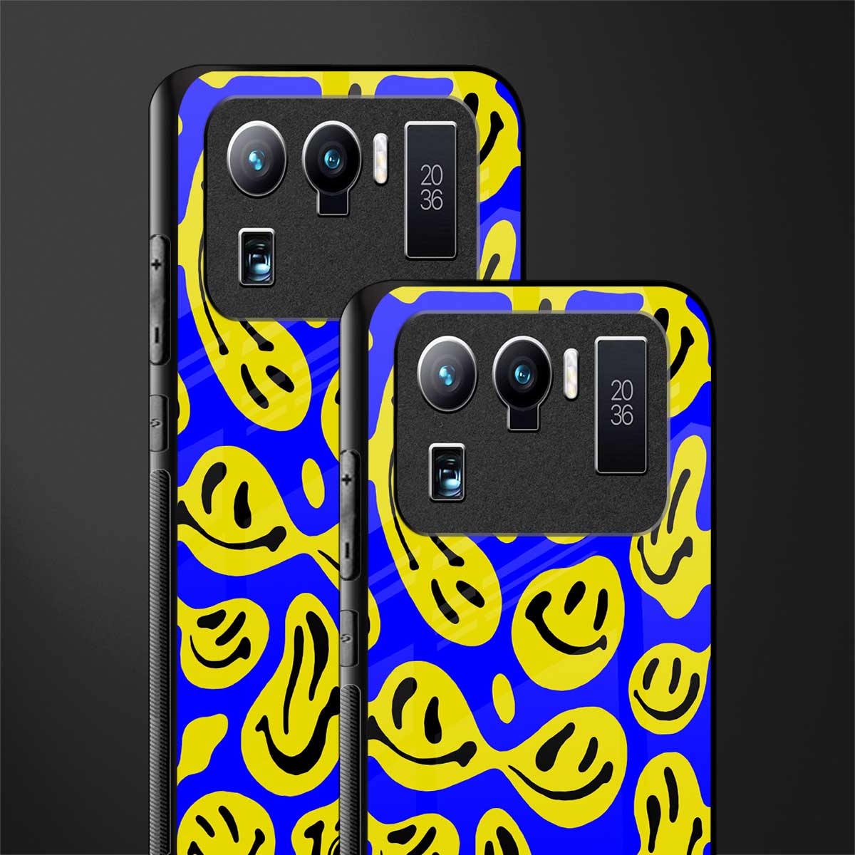 acid smiles yellow blue glass case for mi 11 ultra 5g image-2