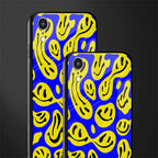 acid smiles yellow blue glass case for iphone xr image-2