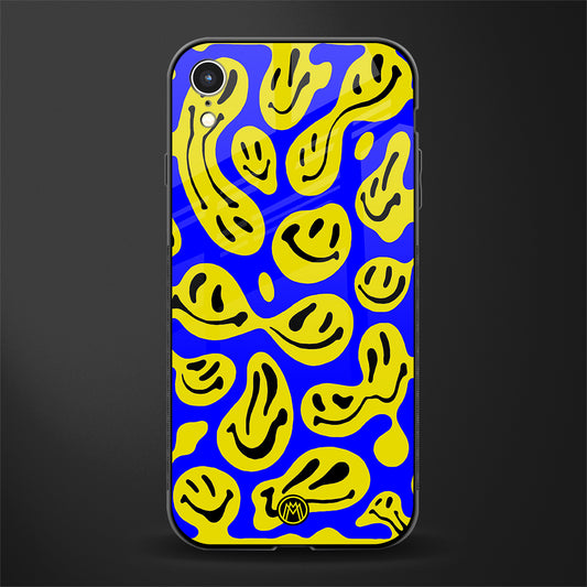 acid smiles yellow blue glass case for iphone xr image