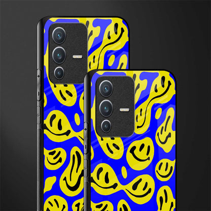 acid smiles yellow blue glass case for vivo v23 5g image-2