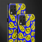 acid smiles yellow blue back phone cover | glass case for samsung galaxy m33 5g