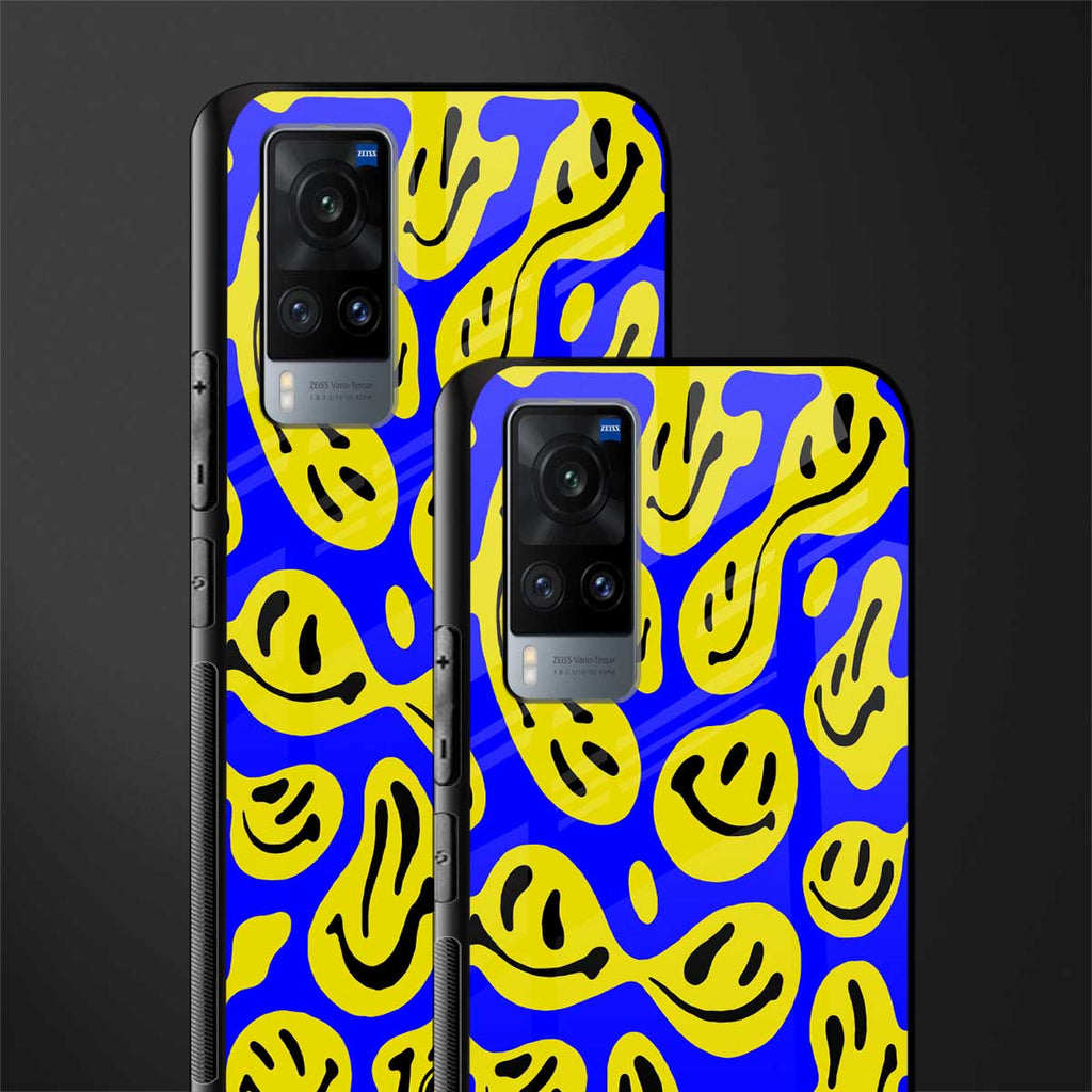 acid smiles yellow blue glass case for vivo x60 image-2