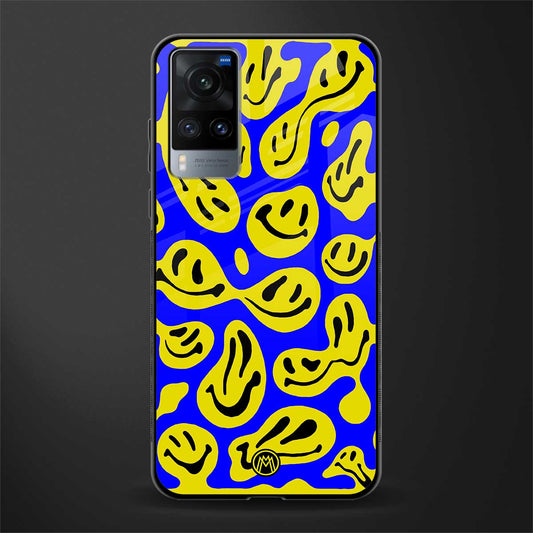 acid smiles yellow blue glass case for vivo x60 image